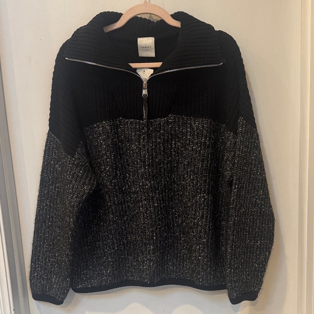 Varley Willard 2.0 Black and Charcoal Marled Half-Zip Sweater Medium NWT - Picture 3 of 9